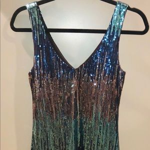 Multi-Colored Sequins Mini Dress